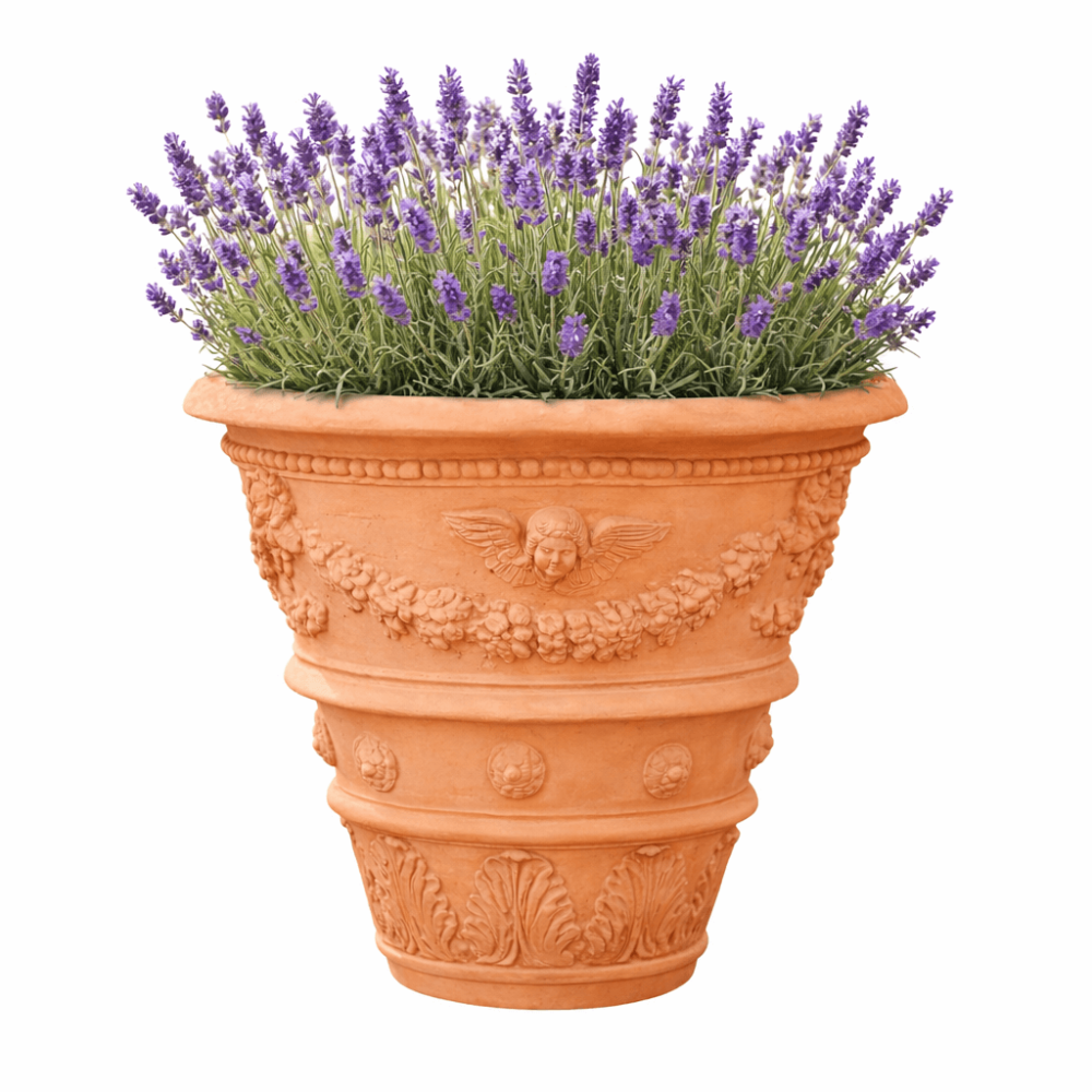 Pot en terre cuite Impruneta décoré – artisanat toscan d’exception